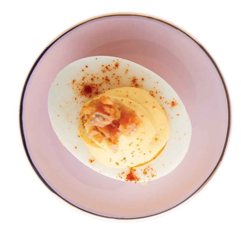 wasabi and unagi deviled eggs