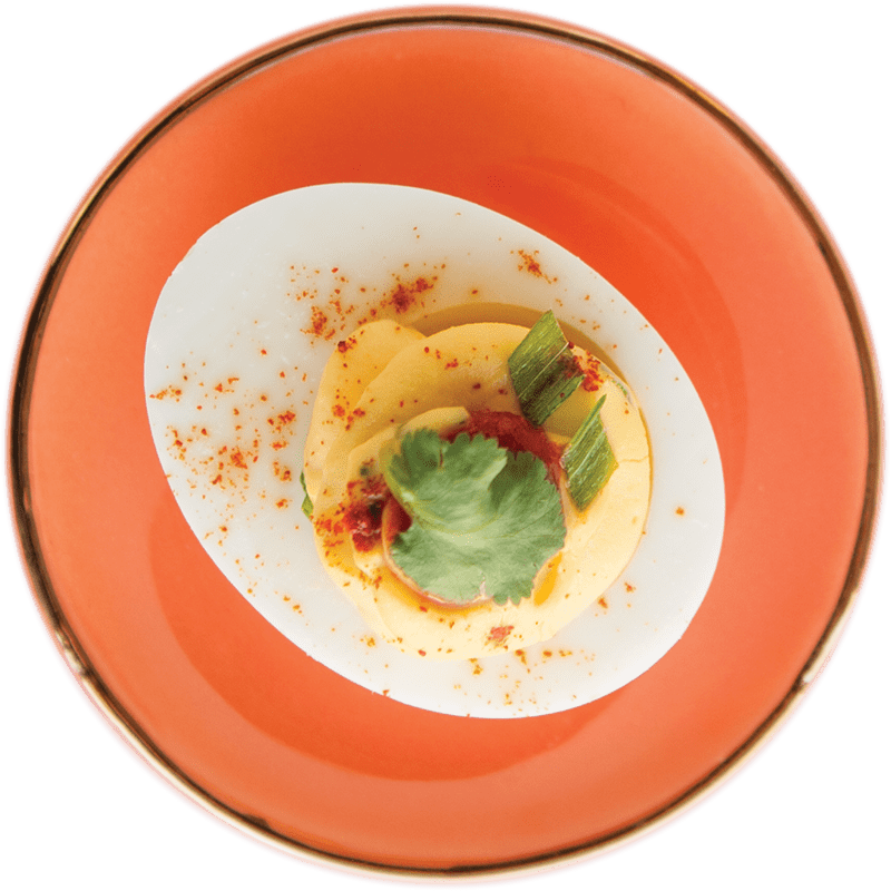 sriracha and cilantro eggs