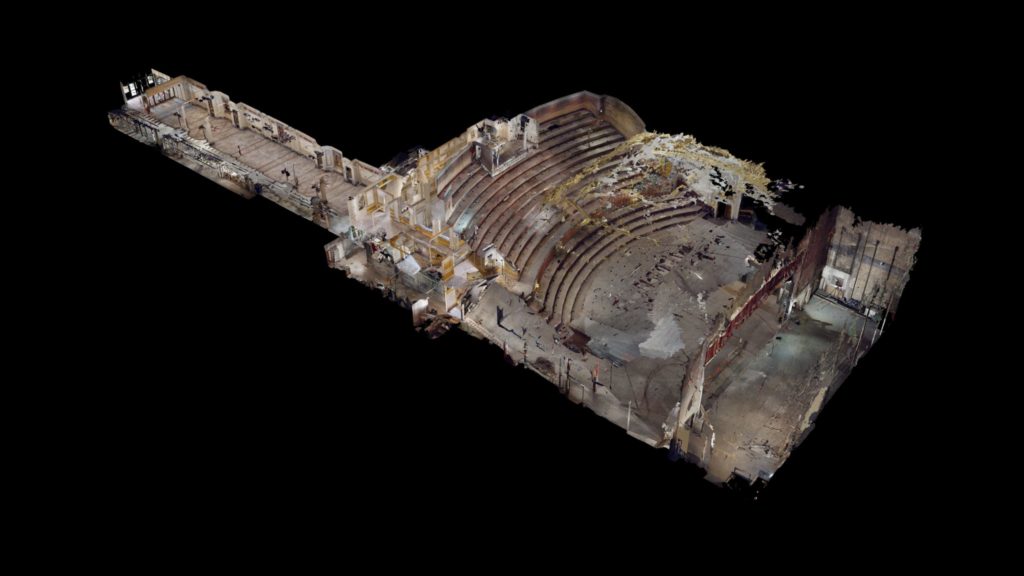 An overall view of the gutted Utah Theater auditorium in 2020. Photo by Owen Butler, courtesy J. Willard Marriott Library, University of Utah via Pantages Theatre Archive. Digital Image © 2020 University of Utah. All Rights Reserved.