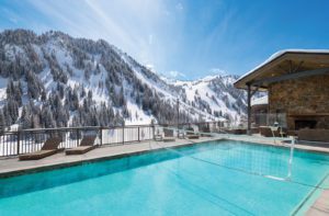 The pool at Snowpine Lodge